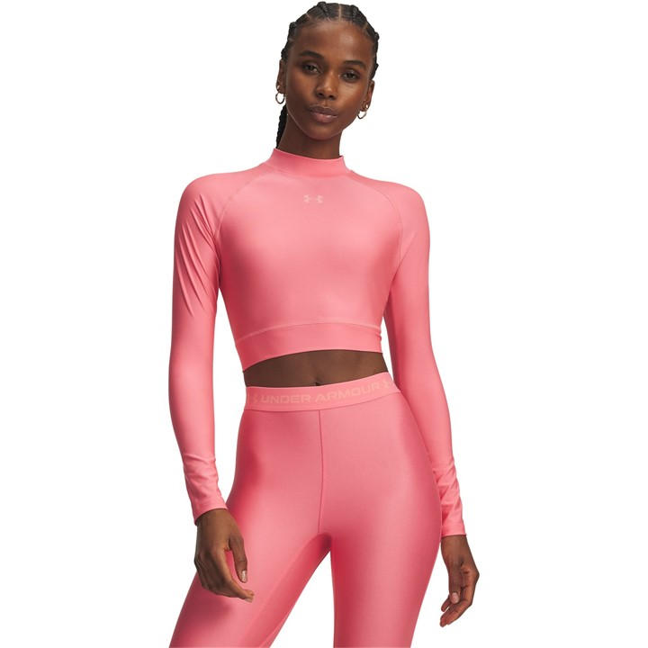 Under Armour Women's Pink Ua Hg Crop Mock Ls Ld63
