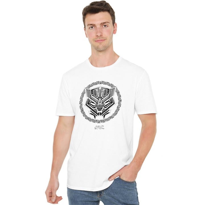 Black Panther Men's White Symbol Cotton T-Shirt in Size L, Sports Direct