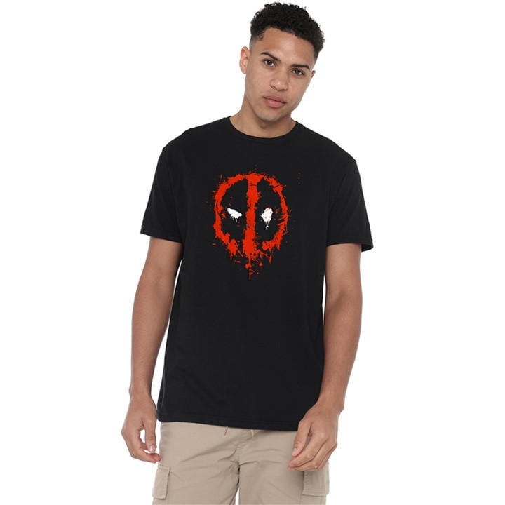 Deadpool Men's Black Paint Logo  T-Shirt in Size M, Sports Direct