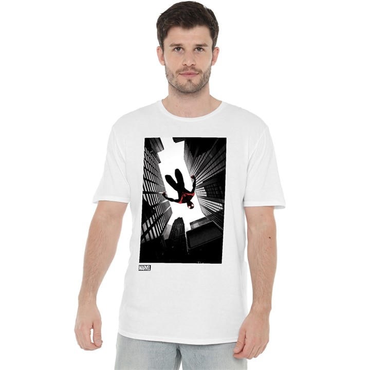 Spiderman Men's White Miles Morales Sky T-Shirt in Size 2XL, Sports Direct