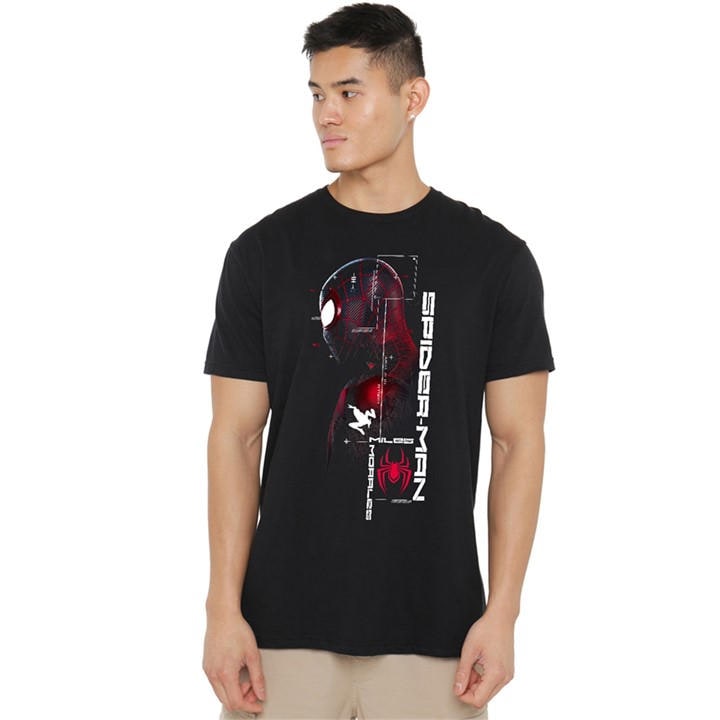 Spiderman Men's Black Miles Morales T-Shirt in Size 2XL, Sports Direct