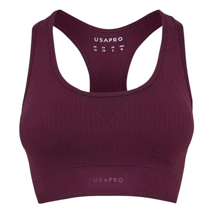 Usa Pro Women's Red Up Seamless Crop Sports Bra in Size 8, Sports Direct