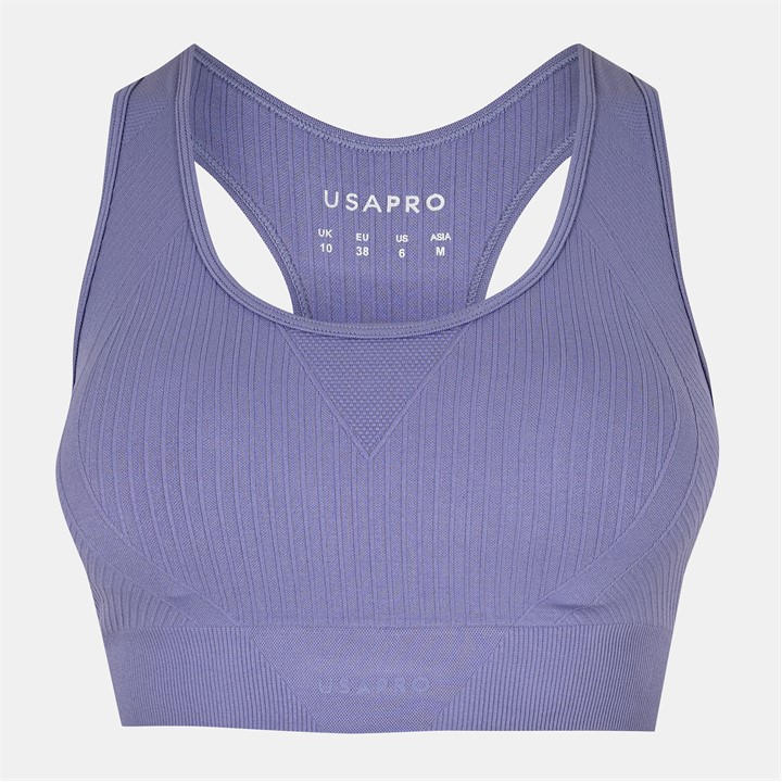 Usa Pro Women's Pink Up Seamless Crop Sports Bra in Size 14, Sports Direct