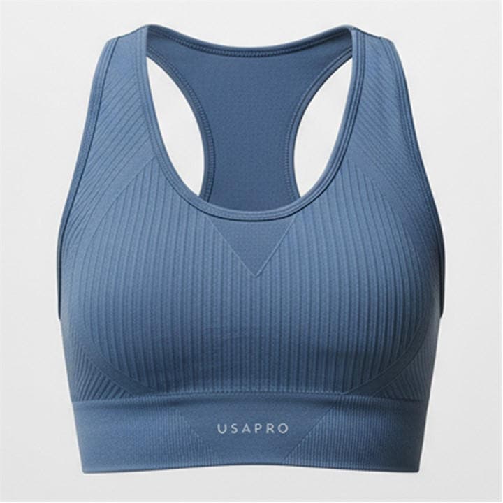 Usa Pro Women's Blue Up Seamless Crop Sports Bra in Size 6, Sports Direct