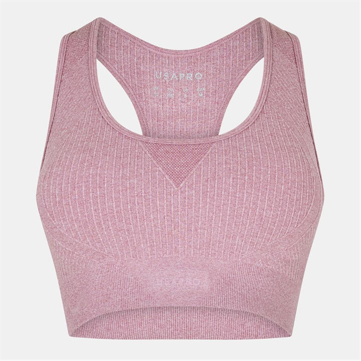 Usa Pro Women's Pink Up Seamless Crop Sports Bra in Size 14, Sports Direct