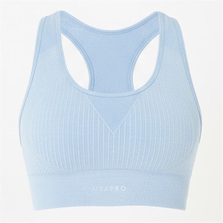 Usa Pro Women's Blue Up Seamless Crop Sports Bra in Size 12, Sports Direct