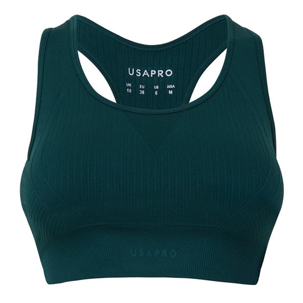 Teal - USA Pro - Seamless Crop Sports Bra