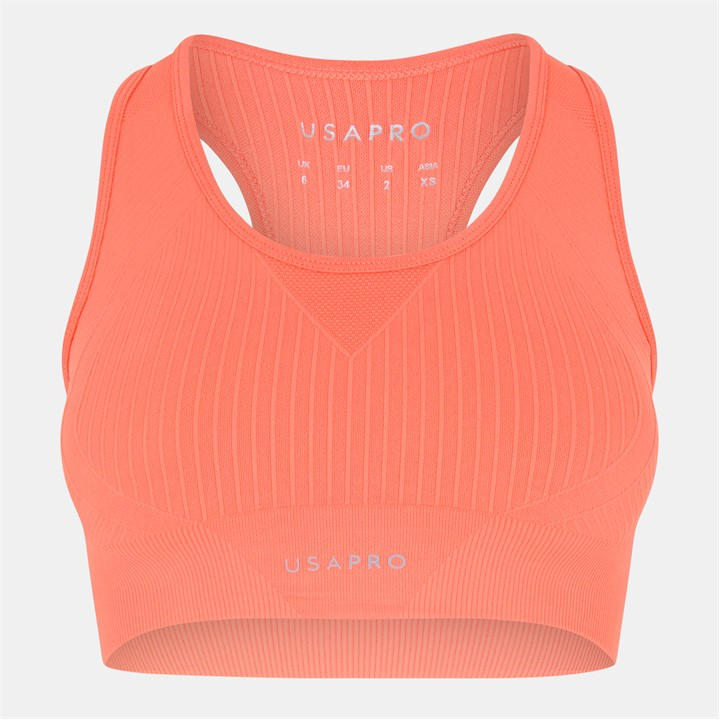 Usa Pro Women's Red Seamless Crop Sports Bra Size 16