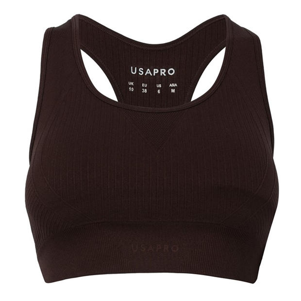 Chocolate Brown - USA Pro - Seamless Crop Sports Bra