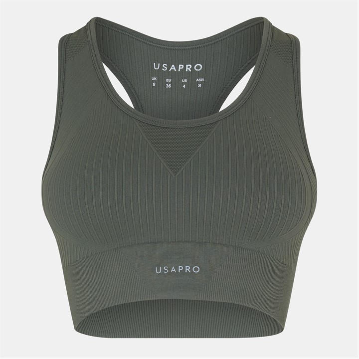Usa Pro Women's Green Seamless Crop Sports Bra Size 16