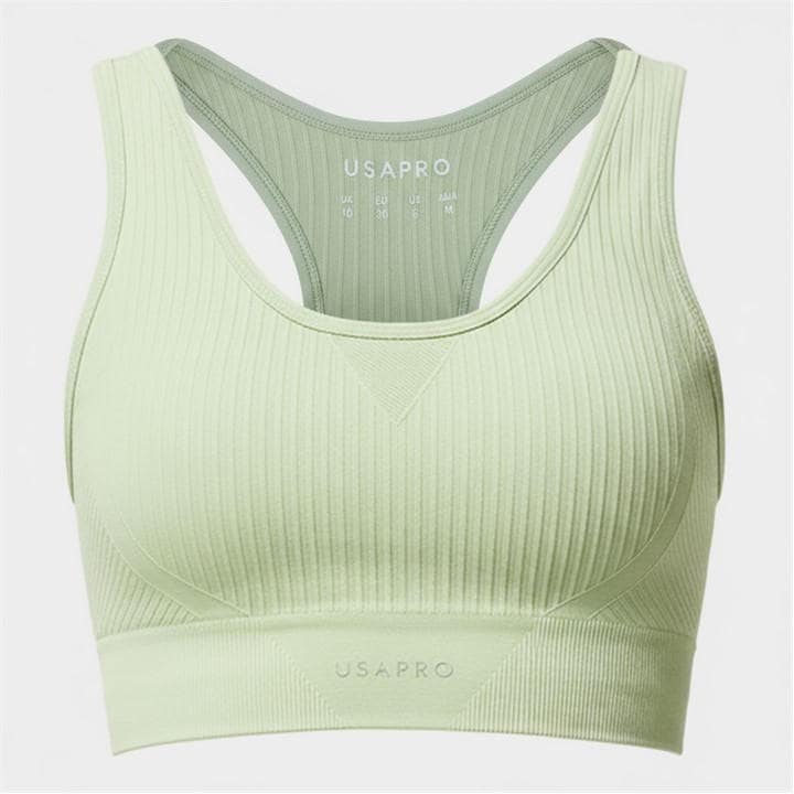 Usa Pro Women's Green Up Seamless Crop Sports Bra in Size 6, Sports Direct
