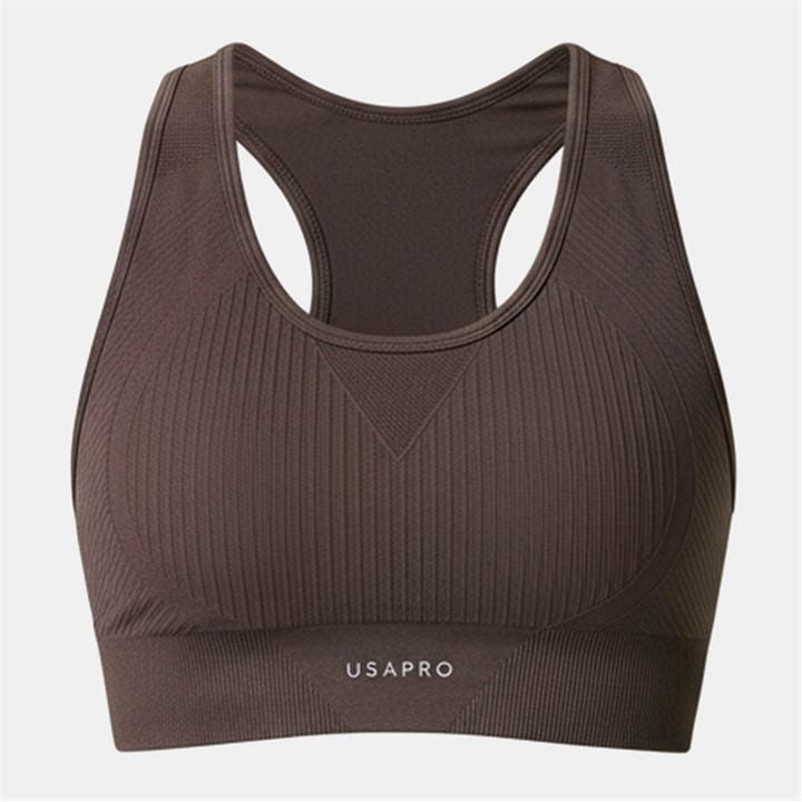 Usa Pro Women's Brown Up Seamless Crop Sports Bra in Size 6, Sports Direct