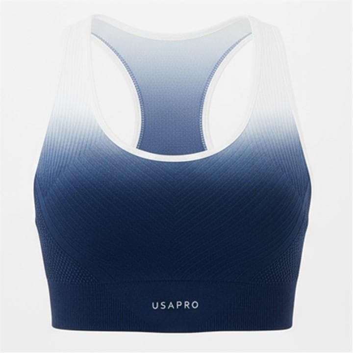 Usa Pro Women's Blue Seamless Ombre Sports Bra in Size 14, Sports Direct