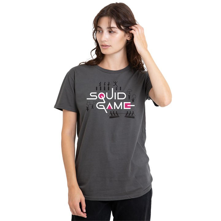 Squid Game Women' Grey Silhouette Games T Shirt Charco in Size S, Sports Direct