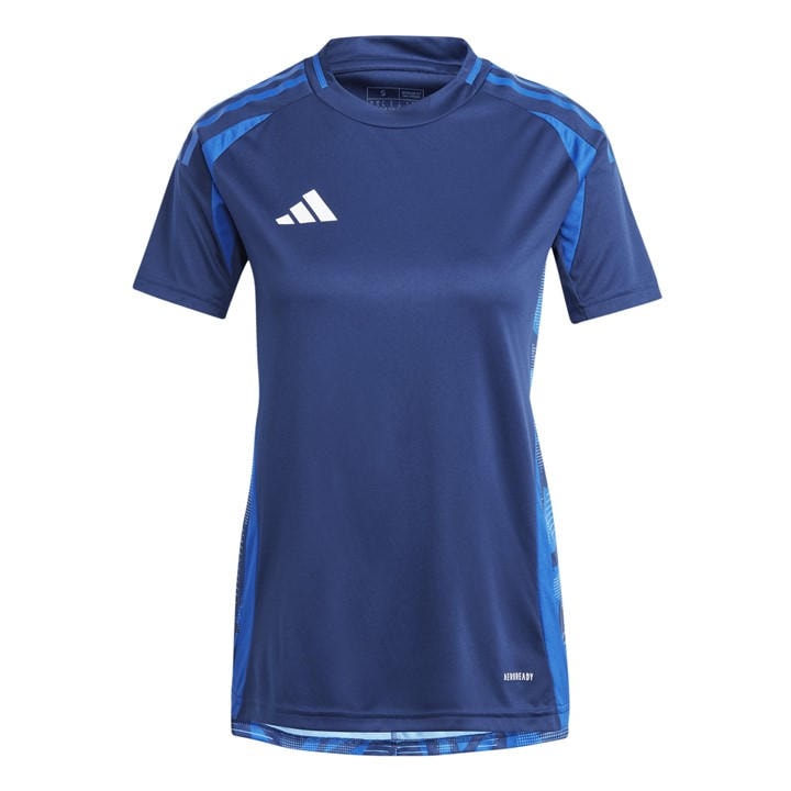 Adidas Women's Blue Tiro24 Short Sleeve Performance T-Shirt in Size L, Sports Direct