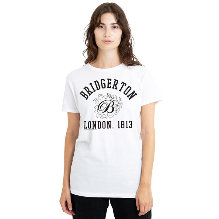 Bridgerton Women's White - London 1813 T-Shirt in Size L, Sports Direct