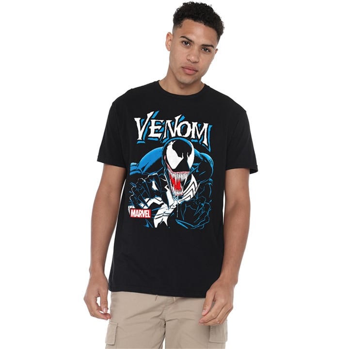 Marvel Comics Men's Black Marvel Venom Antihero  T-Shirt in Size XL, Sports Direct
