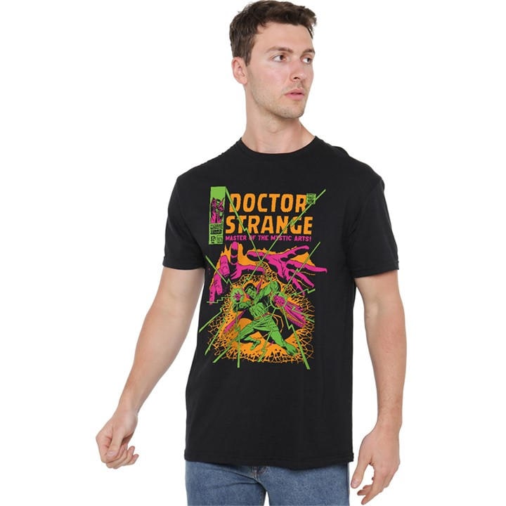 Marvel Men's Black Dr Strange Master Cotton T-Shirt in Size M, Sports Direct