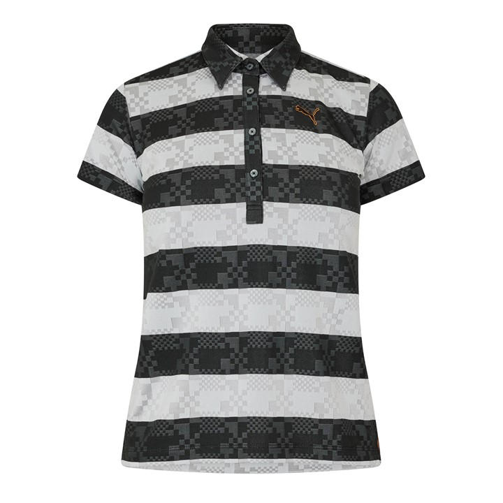 Puma Women's Grey (9) Golf Ss Border Polo in Size 14, Sports Direct