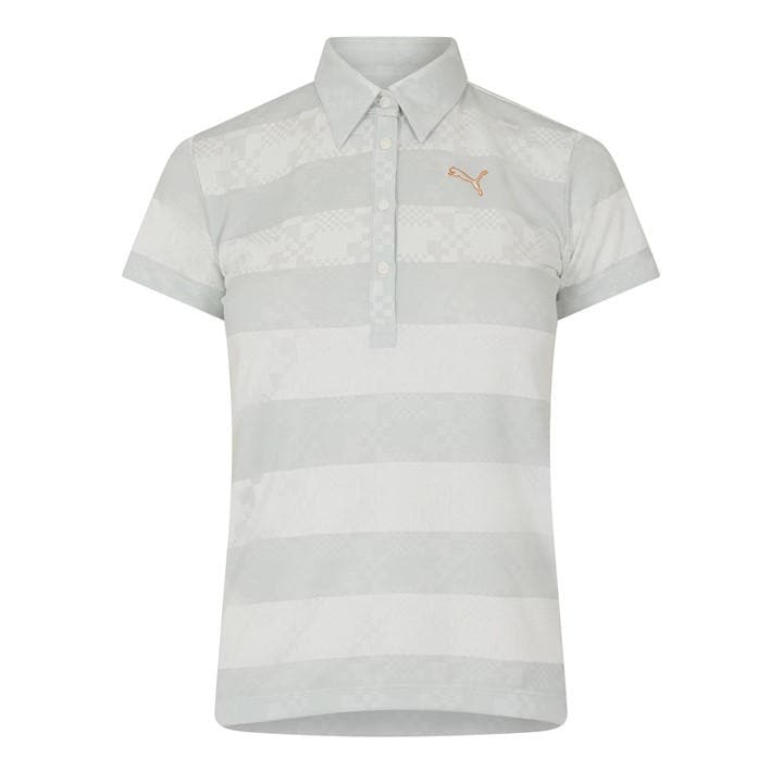 Puma Women's Grey (9) Golf Ss Border Polo in Size 16, Sports Direct