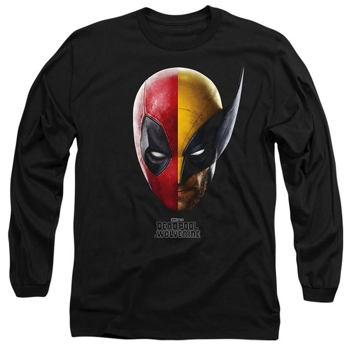 Marvel Men' Black Deadpool Wolverine Portrait Long Sleeve T-Shirt B in Size S, Sports Direct