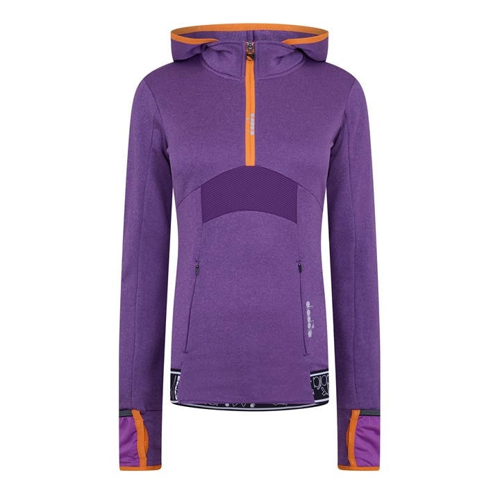 Diadora Women's Purple L. Warm Up Winter Short Sleeve Performance Gym Top in Size 8, Sports Direct