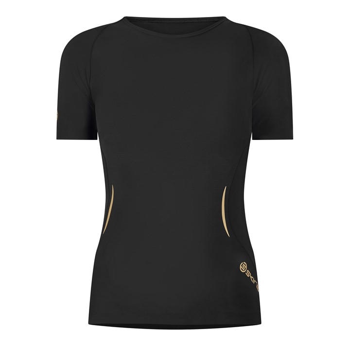 Skins Women's Black A400 Short Sleeve Performance Gym Top in Size 8, Sports Direct