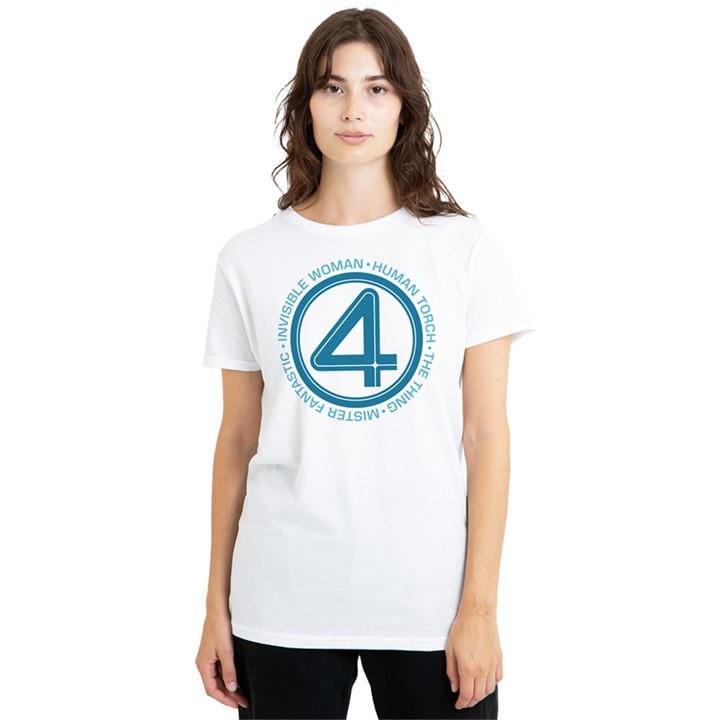 Marvel Women's White Fantastic Four Superhero Team T-Shirt, Sports Direct