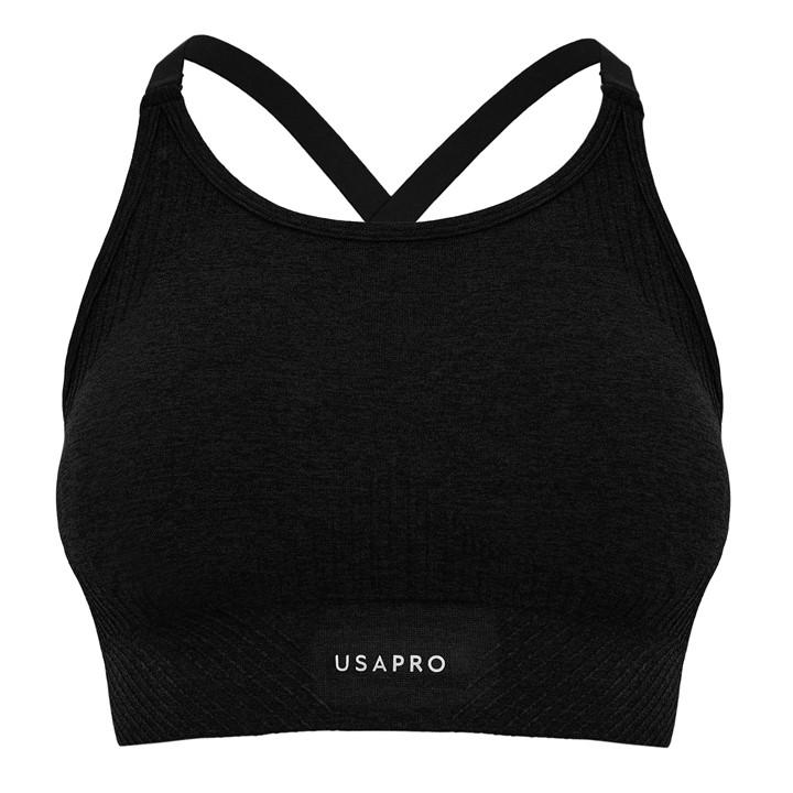 Usa Pro Women's Black Up Seamless Adjustable Sports Bra in Size 6, Sports Direct