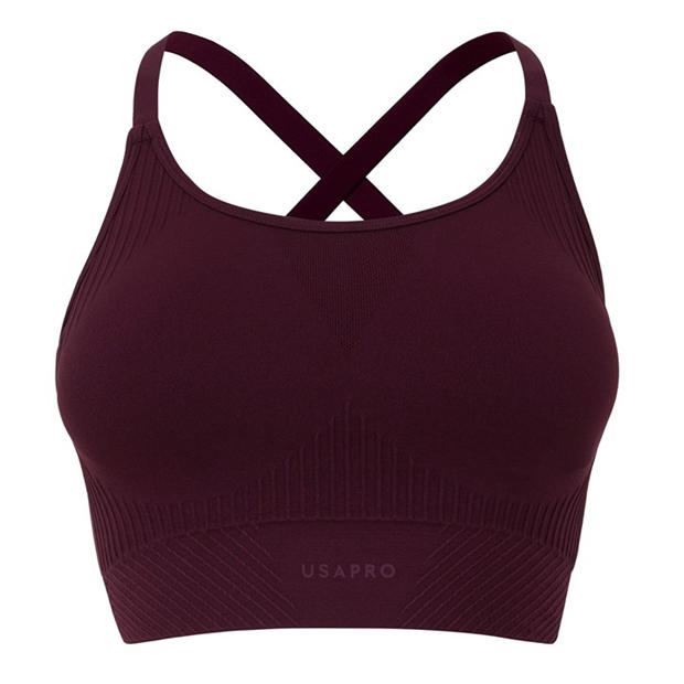 Dark Cherry - USA Pro - Seamless Adjustable Sports Bra Womens
