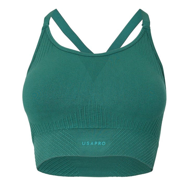 Usa Pro Women's Green Up Seamless Adjustable Sports Bra in Size 12, Sports Direct