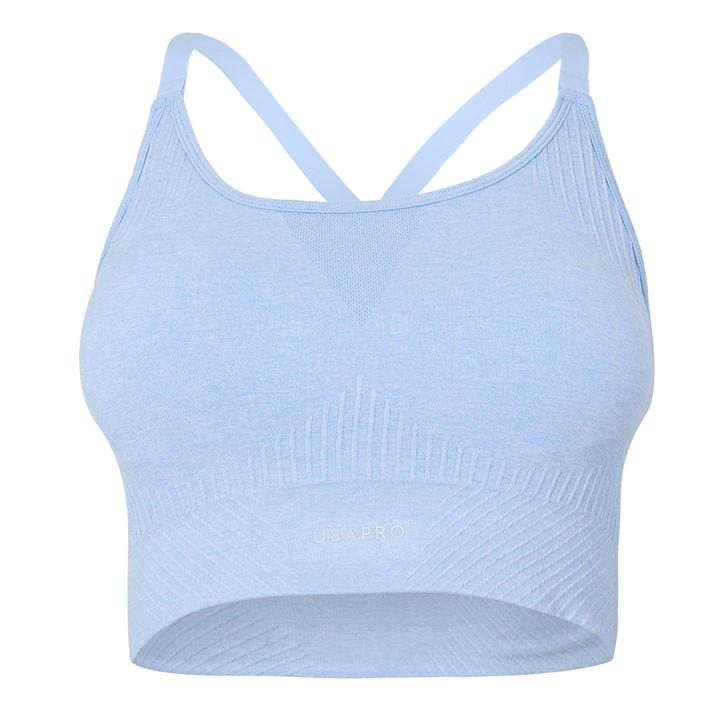 Usa Pro Women's Blue Up Seamless Adjustable Sports Bra in Size 10, Sports Direct