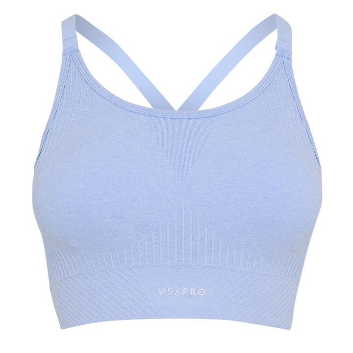 Usa Pro Women's Blue Up Seamless Adjustable Sports Bra in Size 14, Sports Direct