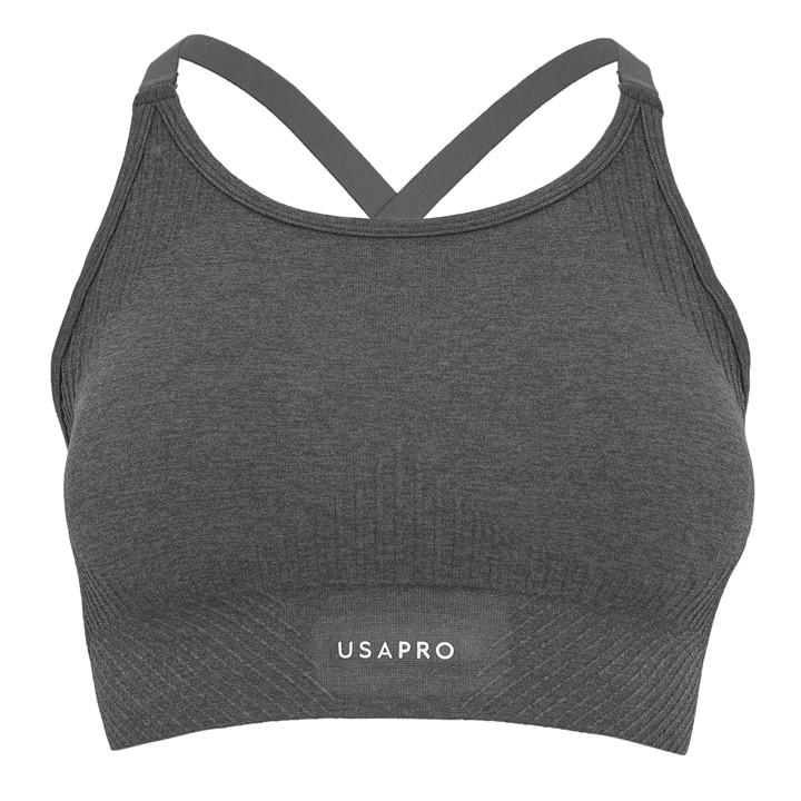 Usa Pro Women's Grey Up Seamless Adjustable Sports Bra in Size 6, Sports Direct