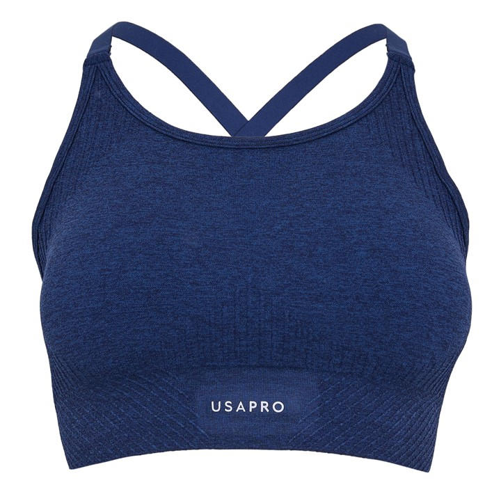 Usa Pro Women's Blue Up Seamless Adjustable Sports Bra in Size 6, Sports Direct