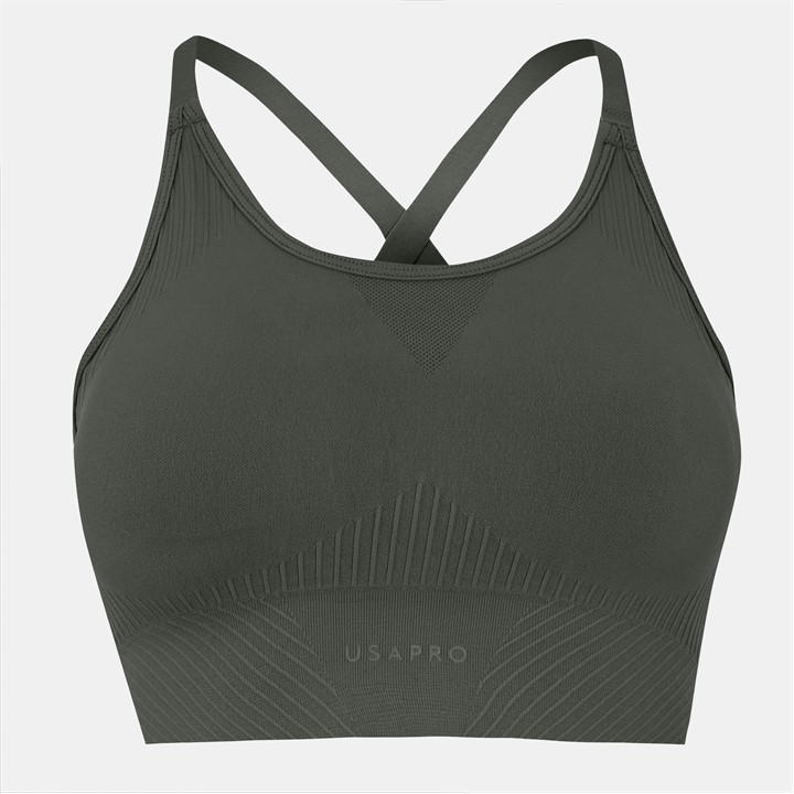Usa Pro Women's Green Up Seamless Adjustable Sports Bra in Size 6, Sports Direct