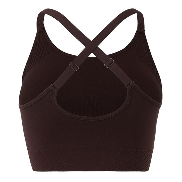 Chocolate Brown - USA Pro - Seamless Adjustable Sports Bra Womens