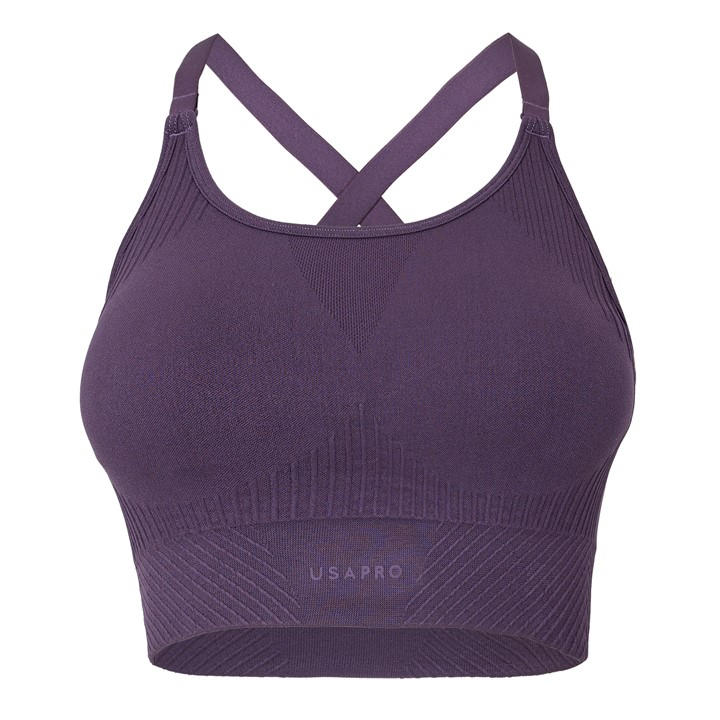 Usa Pro Women's Purple Up Seamless Adjustable Sports Bra in Size 8, Sports Direct