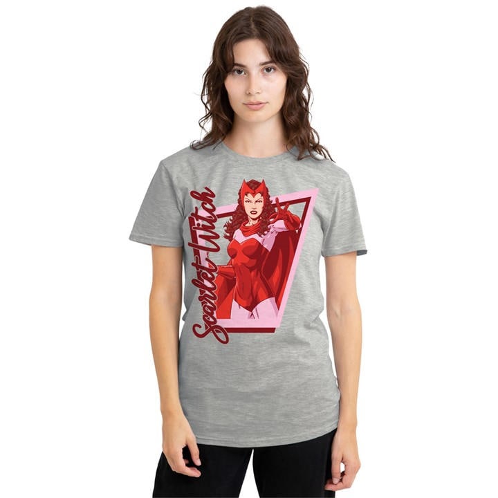 Marvel Women's Grey Universe Scarlet Witch Classic Pose T-Shirt Athle, Sports Direct