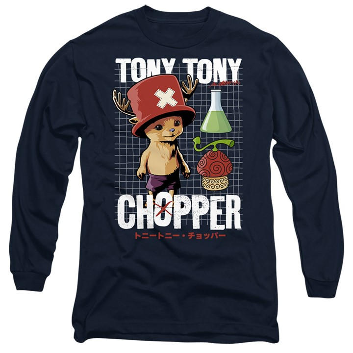One Piece Men's Blue Chopper Schematic Long Sleeve T-Shirt Navy in Size M, Sports Direct