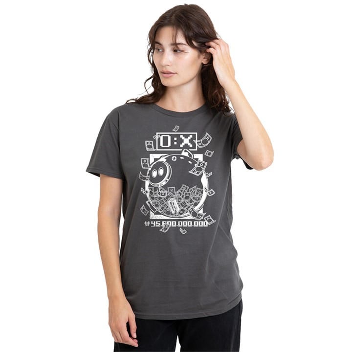 Squid Game Women's Grey Piggy Bank T Shirt Charcoal in Size L, Sports Direct
