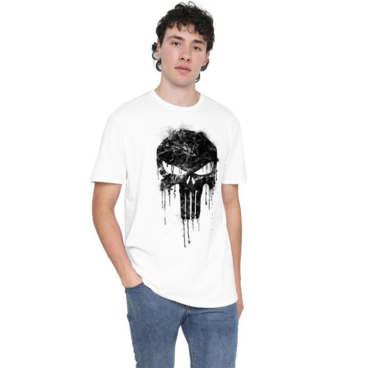 Punisher Men's White Skull Cotton T-Shirt in Size 2XL, Sports Direct
