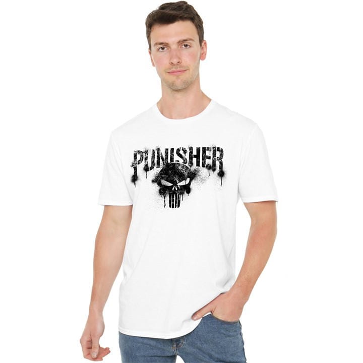 Punisher Men's White Text T-Shirt in Size 2XL, Sports Direct