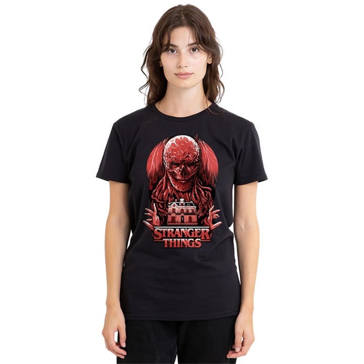 Stranger Things Women's Black Vecna Horror T Shirt, Sports Direct