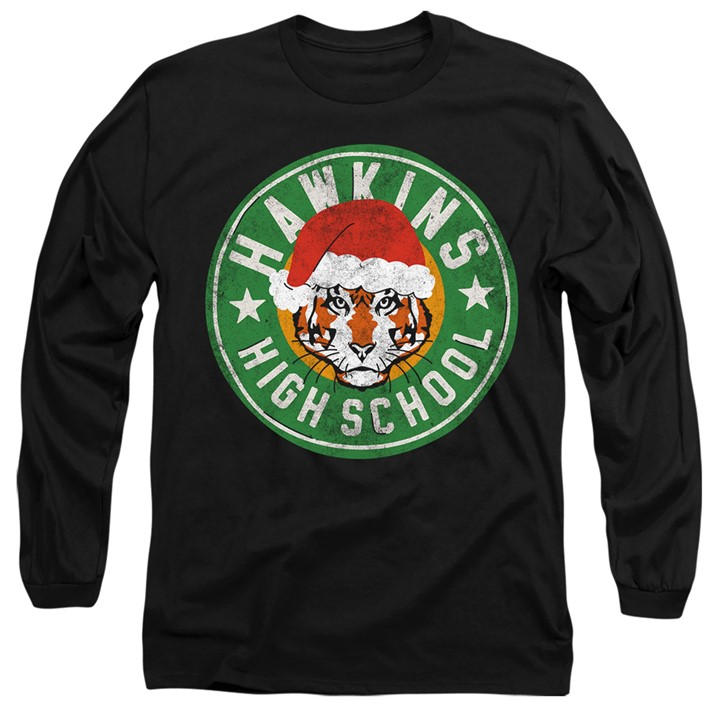 Stranger Things Men's Black Hawkins High School Christmas Logo in Size 2XL, Sports Direct