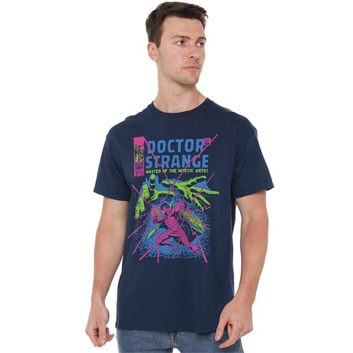 Marvel Men' Blue Dr Strange Master Cotton T-Shirt Navy in Size S, Sports Direct