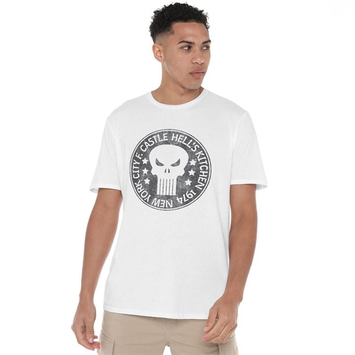 Punisher Men's White Castle T-Shirt in Size M, Sports Direct