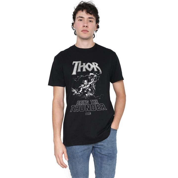 Thor Men's Black Bring The Thunder T-Shirt in Size L, Sports Direct