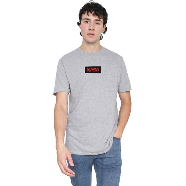Nasa Men' Grey Box Logo Cotton T-Shirt in Size S, Sports Direct