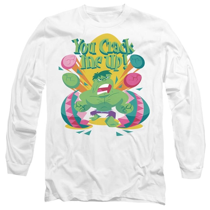 Marvel Men's White The Incredible Hulk You Crack Me Up Long Sleeve T in Size L, Sports Direct
